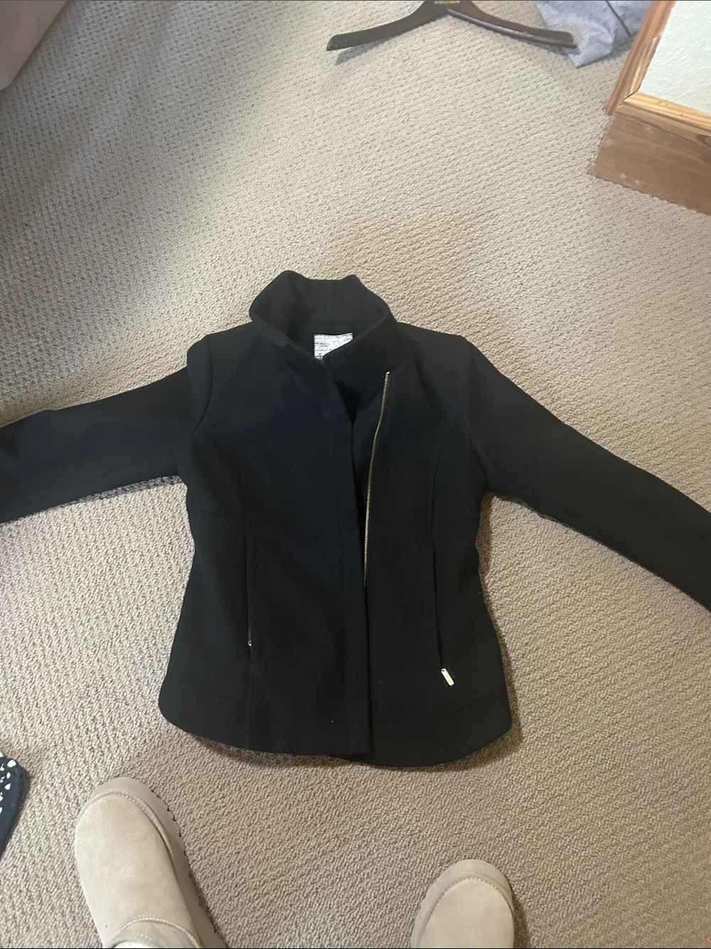 Kensie Black Asymmetrical Zip Jacket